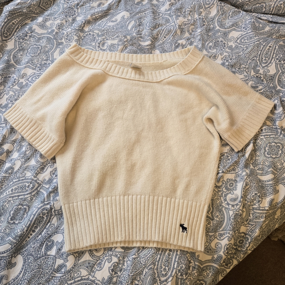 Y2K 2000s Abercrombie Wool Knit Short Sleeve Sweater Shrug Vest Shirt Large